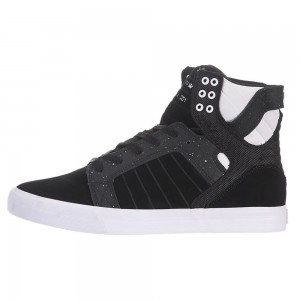 Supra SkyTop Visoki Vrhovi Ženski Črne Bele | TGPKM9340