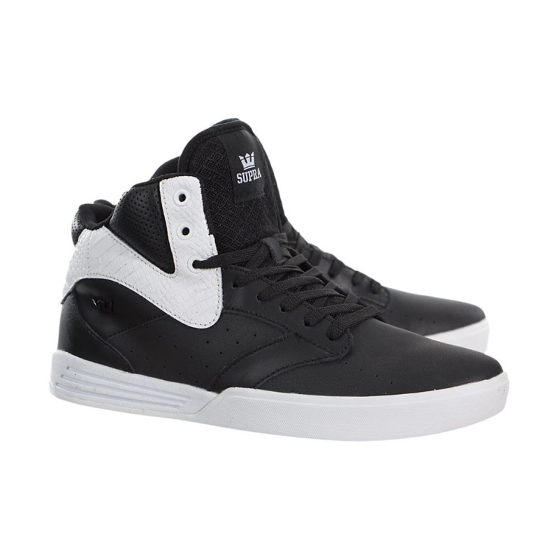 Supra Khan Skate Čevlji Moški Črne Bele | RNZQD8601