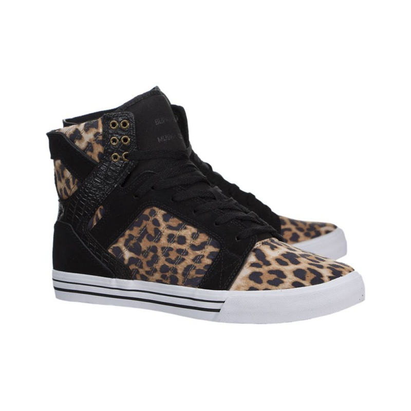 Supra SkyTop Visoki Vrhovi Ženski Leopárd Črne | LOTRA6310