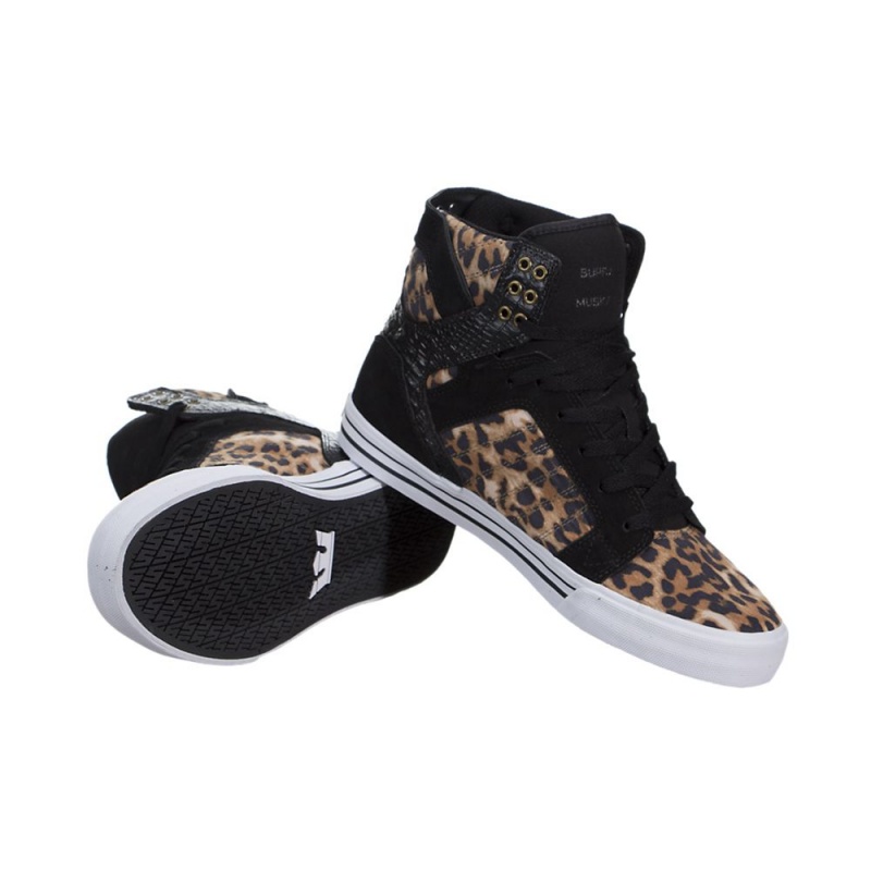 Supra SkyTop Visoki Vrhovi Ženski Leopárd Črne | LOTRA6310