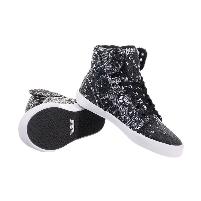 Supra SkyTop Visoki Vrhovi Ženski Črne Bele | CZJWT0257