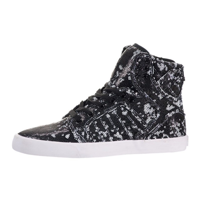 Supra SkyTop Visoki Vrhovi Ženski Črne Bele | CZJWT0257