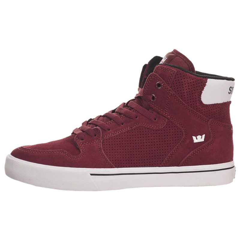 Supra Vaider Visoki Vrhovi Ženski Bordo Bele | PQNTL1702